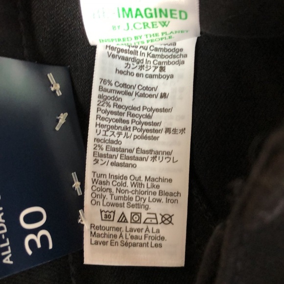 J. Crew Essential Straight Jeans All-Day Stretch Straight Leg Black NWT Size 30 - Picture 9 of 10
